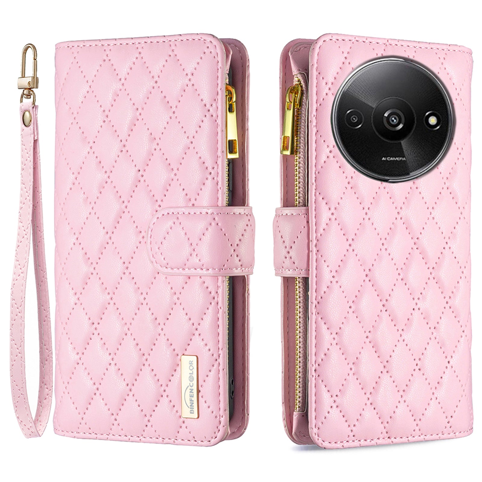 BINFEN COLOR BF Style-15 For Xiaomi Redmi A3 / Poco C61 4G Case Zipper Flip Shockproof Leather Phone Cover BINFEN COLOR BF Style-15 For Xiaomi Redmi A3 / Poco C61 4G Case Zipper Flip Shockproof Leather Phone Cover